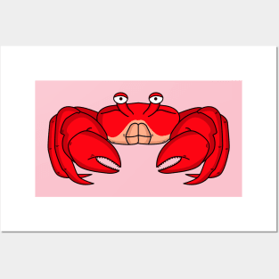 Cute red crab cartoon illustration Posters and Art